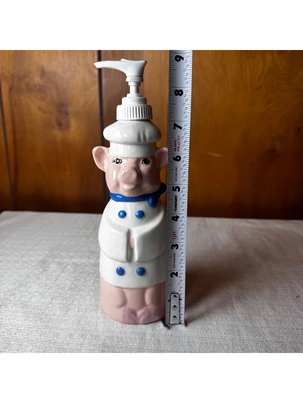 Vintage Ceramic Pig Chef Soap Dispenser 9” Tall Whimsical Kitchen Bathroom Decor